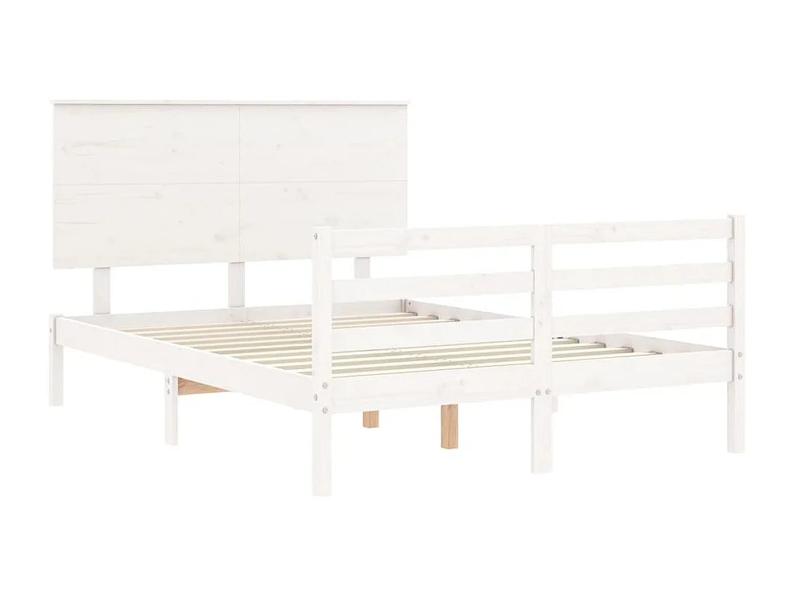 Lit simple | Lit adulte, enfant | Cadre de lit blanc 120x200 cm bois massif