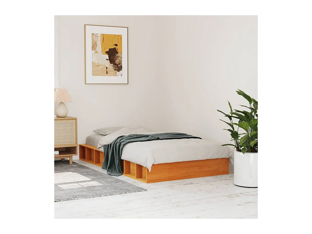 Lit simple | Lit adulte, enfant | Cadre de lit cire marron 90x190 cm bois pin massif