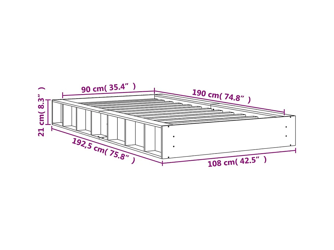 Lit simple | Lit adulte, enfant | Cadre de lit cire marron 90x190 cm bois pin massif