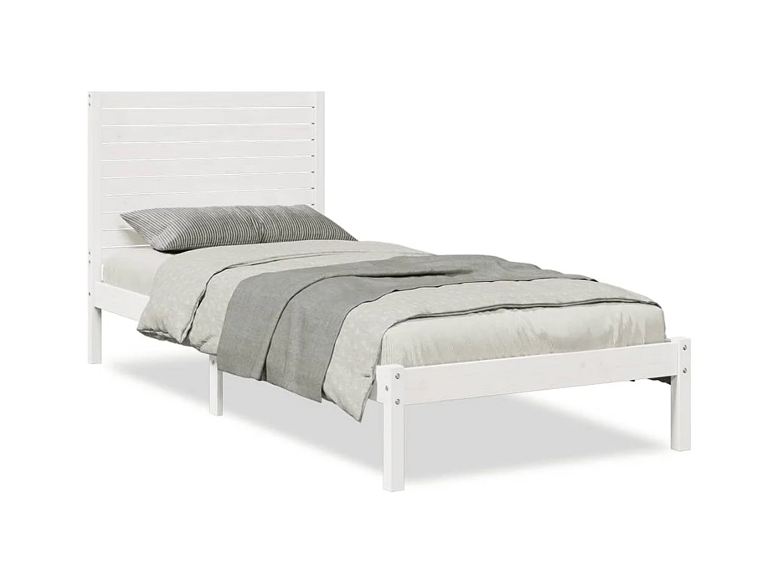Letto per adulti | Letto singolo | Giroletto Extra Lungo senza Materasso Bianco 90x210 cm Massello