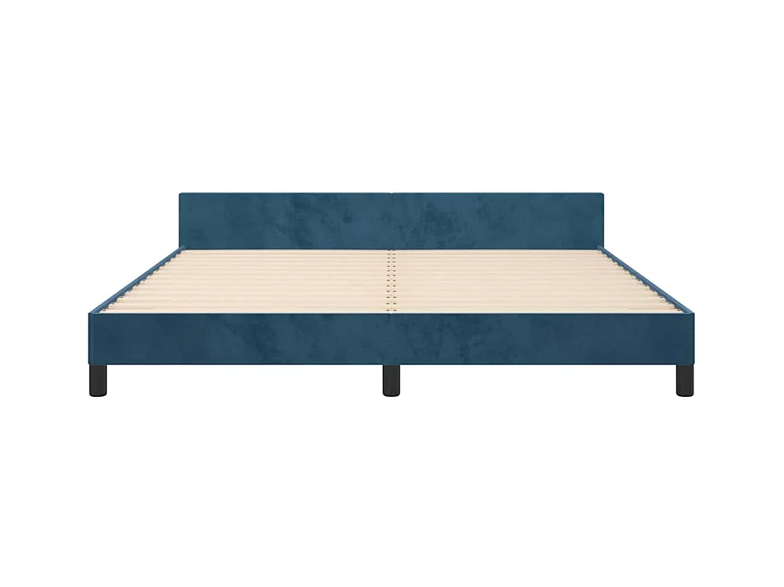 Lit double | Lit adulte | Cadre de lit bleu foncé 160x200 cm velours