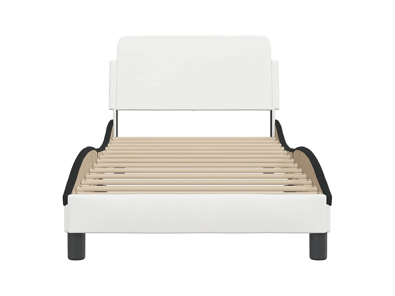 Lit simple | Lit adulte, enfant | Cadre de lit blanc et noir 90x200 cm similicuir