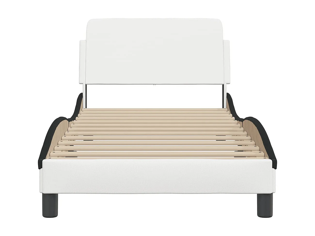 Lit simple | Lit adulte, enfant | Cadre de lit blanc et noir 90x200 cm similicuir