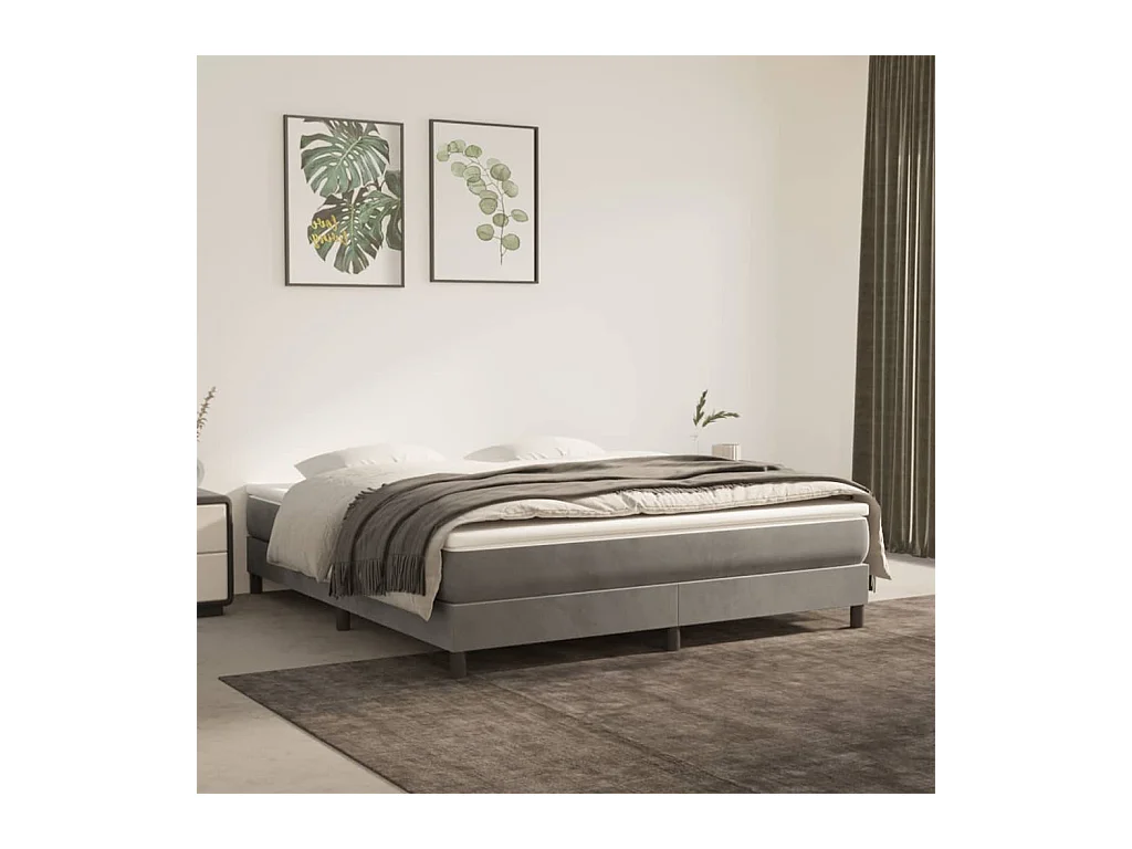 Lit double | Lit adulte | Cadre de lit gris clair 160x200 cm velours
