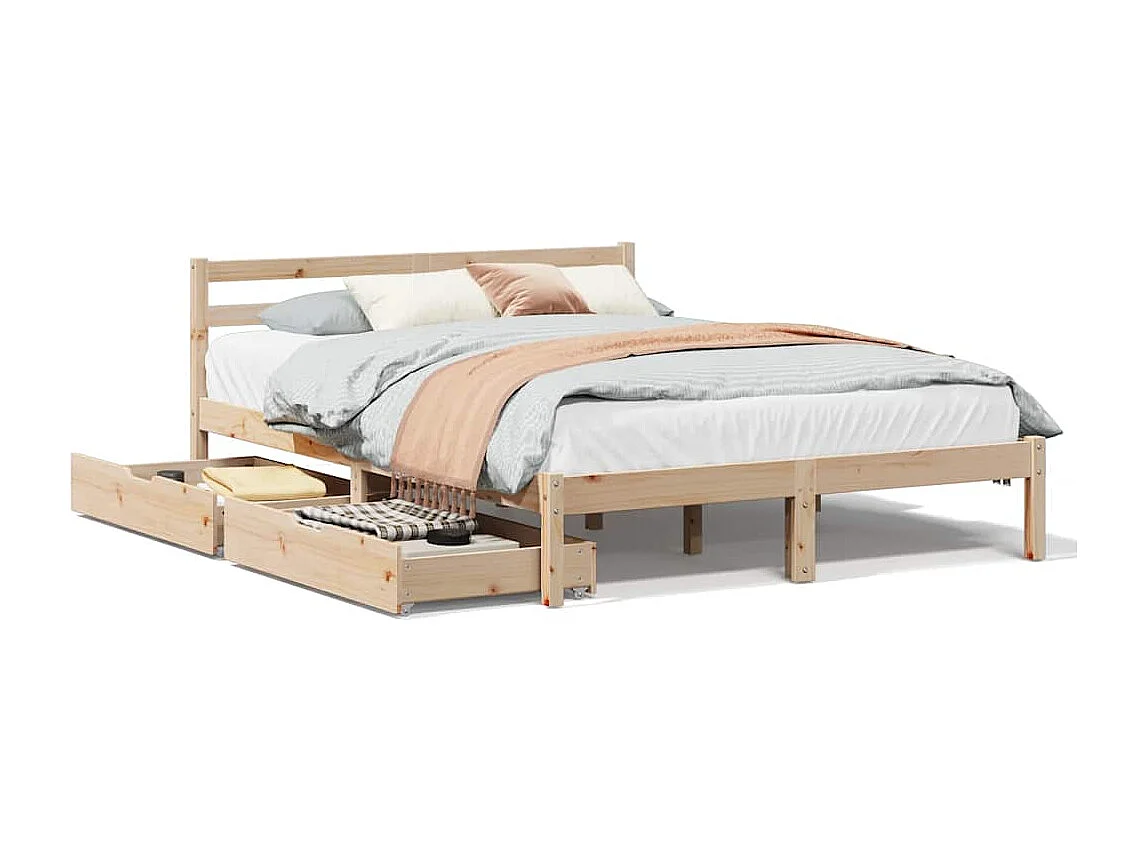 Lit double | Lit adulte | Cadre de lit 150x200 cm bois de pin massif