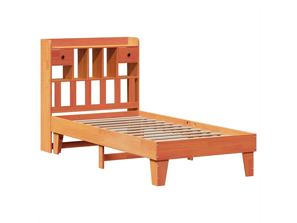 Lit simple | Lit adulte, enfant | Cadre de lit cire marron 75x190 cm bois pin massif