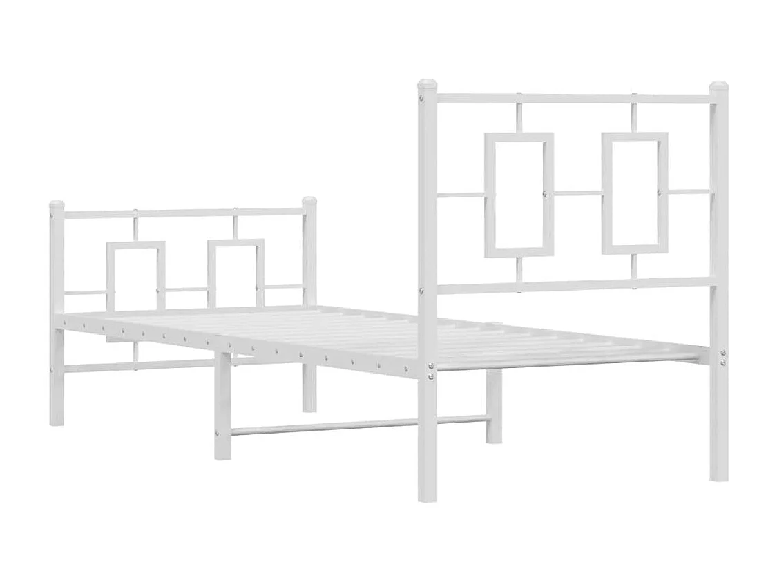 Lit simple | Lit adulte, enfant | Cadre de lit métal avec pied de lit blanc 80x200cm