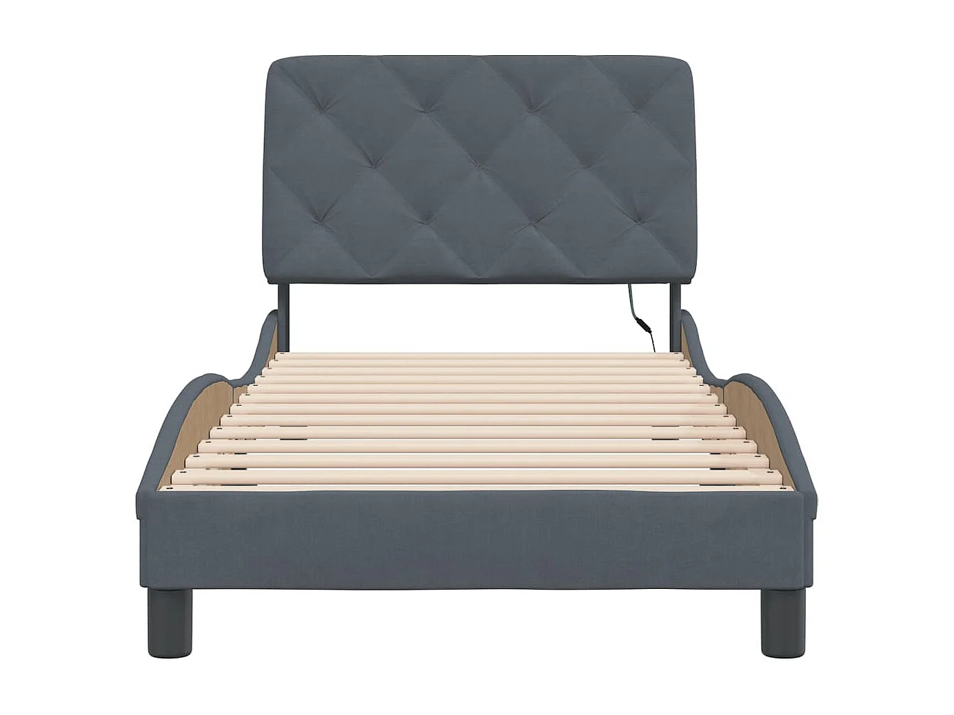 Lit simple | Lit adulte, enfant | Cadre de lit avec LED gris foncé 90x200 cm velours