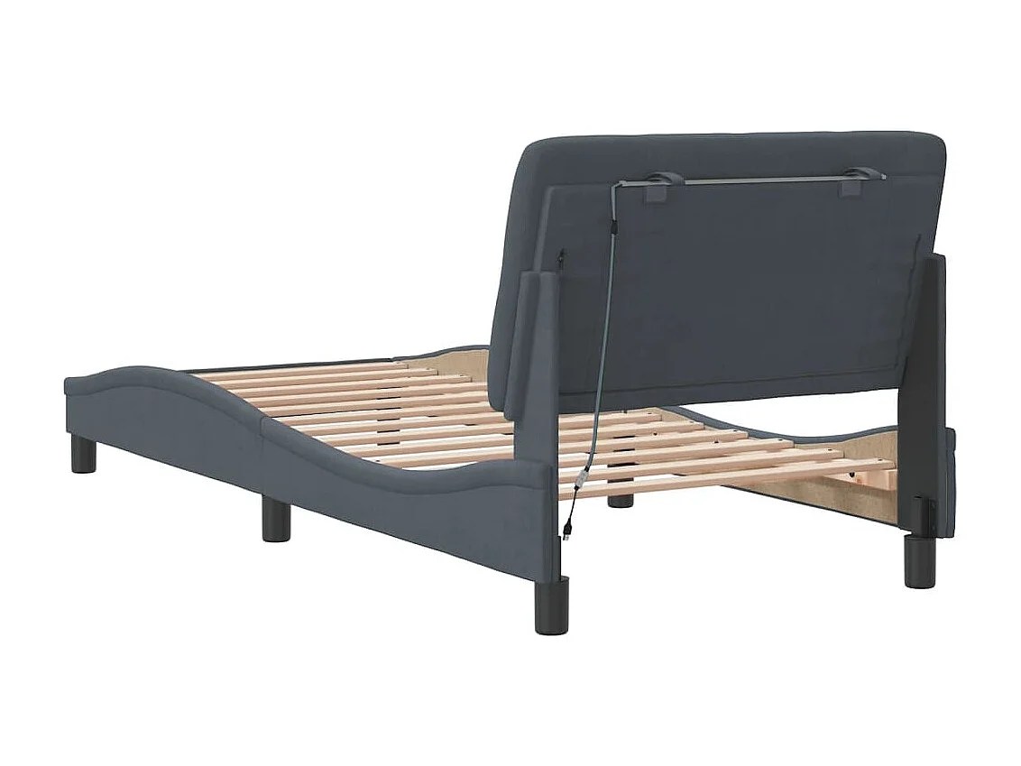 Lit simple | Lit adulte, enfant | Cadre de lit avec LED gris foncé 90x200 cm velours