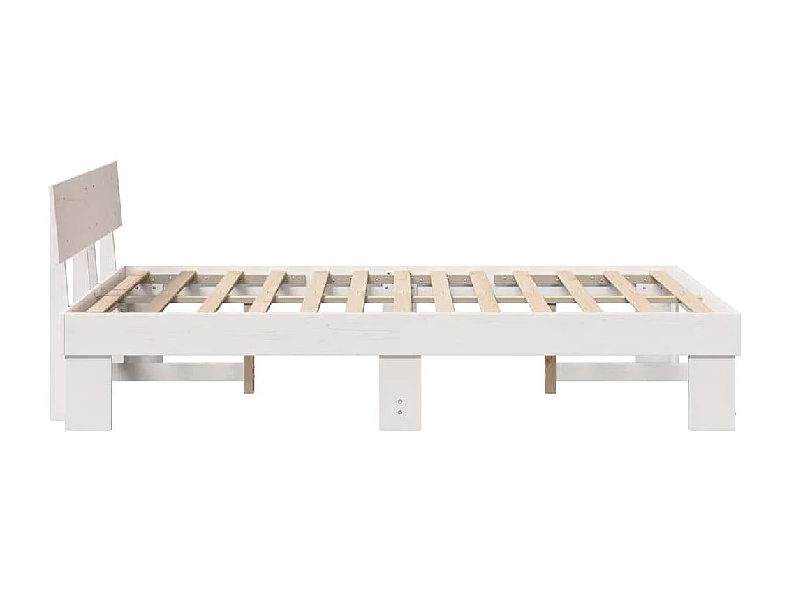 Lit double | Lit adulte | Cadre de lit Blanc 135x190 cm Bois massif en pin