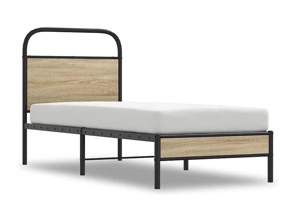 Letto per adulti | Letto singolo | Giroletto senza Materasso Rovere Fumo 75x190 cm in Truciolato