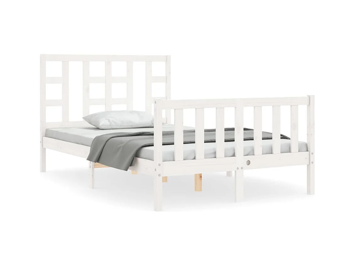 Lit simple | Lit adulte, enfant | Cadre de lit blanc bois de pin massif 120x190 cm