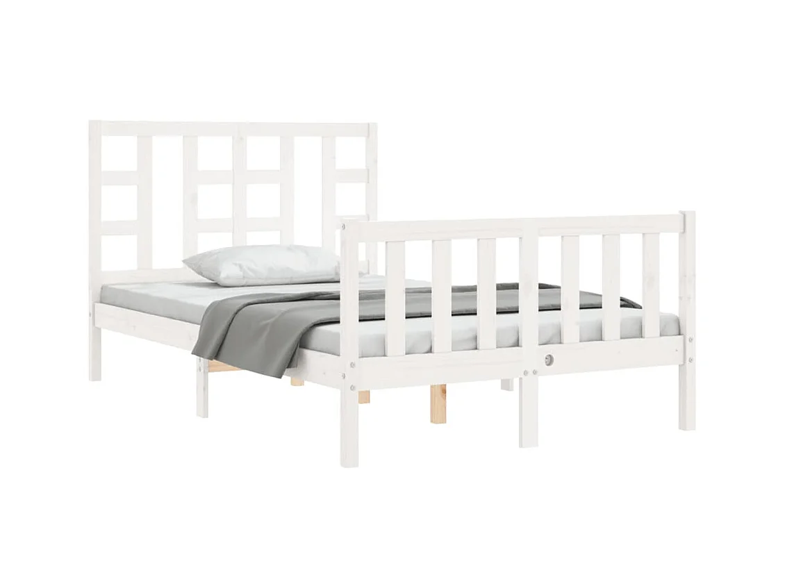Lit simple | Lit adulte, enfant | Cadre de lit blanc bois de pin massif 120x190 cm