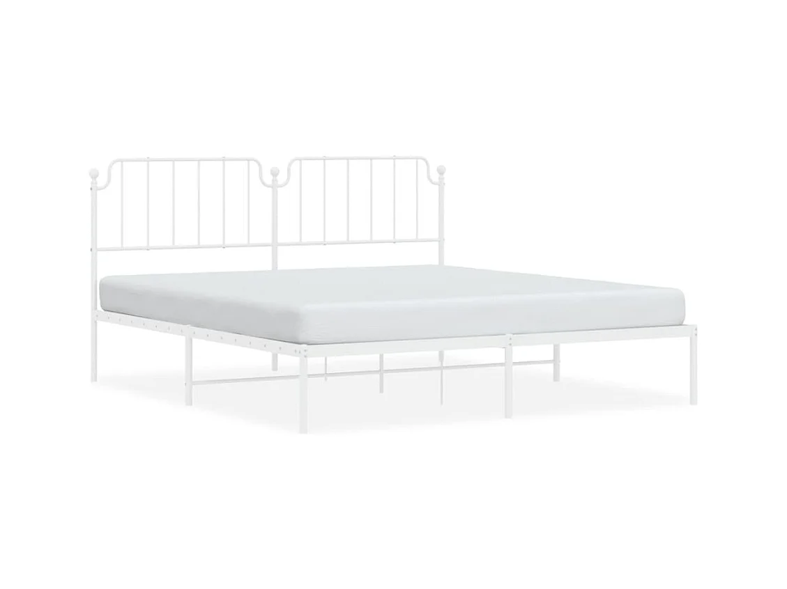 Lit double | Lit adulte | Cadre de lit métal et tête de lit blanc 160x200 cm