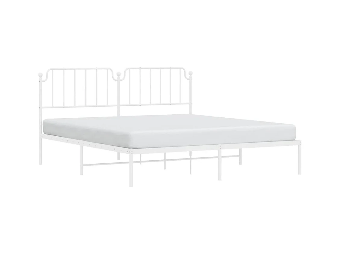 Lit double | Lit adulte | Cadre de lit métal et tête de lit blanc 160x200 cm