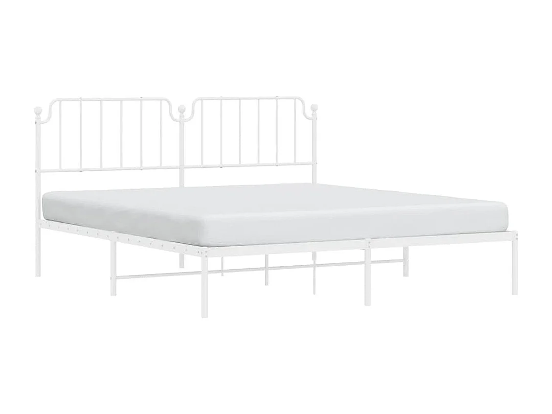 Lit double | Lit adulte | Cadre de lit métal et tête de lit blanc 160x200 cm