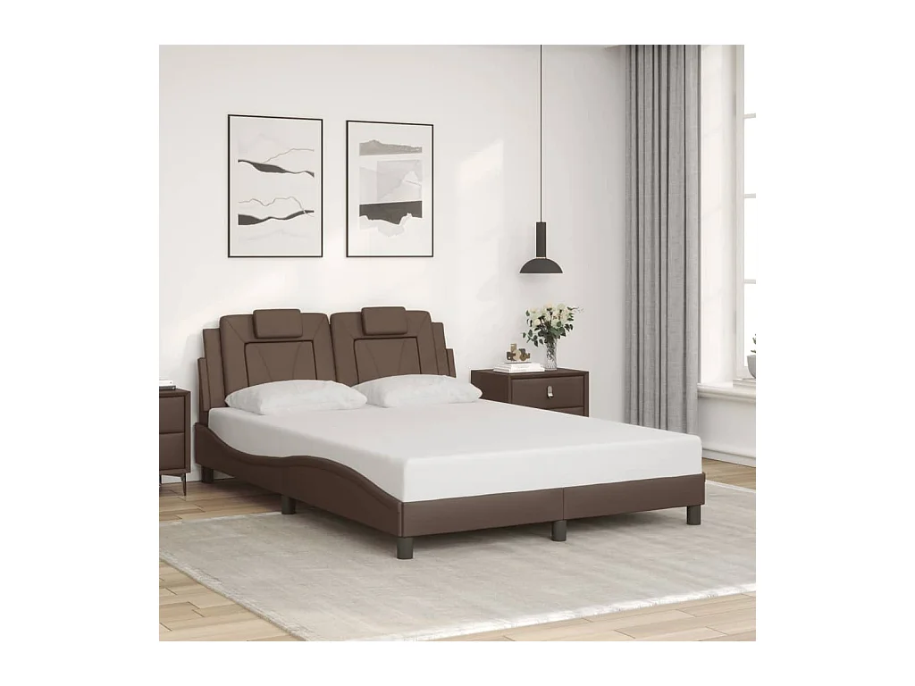 Lit double | Lit adulte | Cadre de lit marron 140x200 cm similicuir