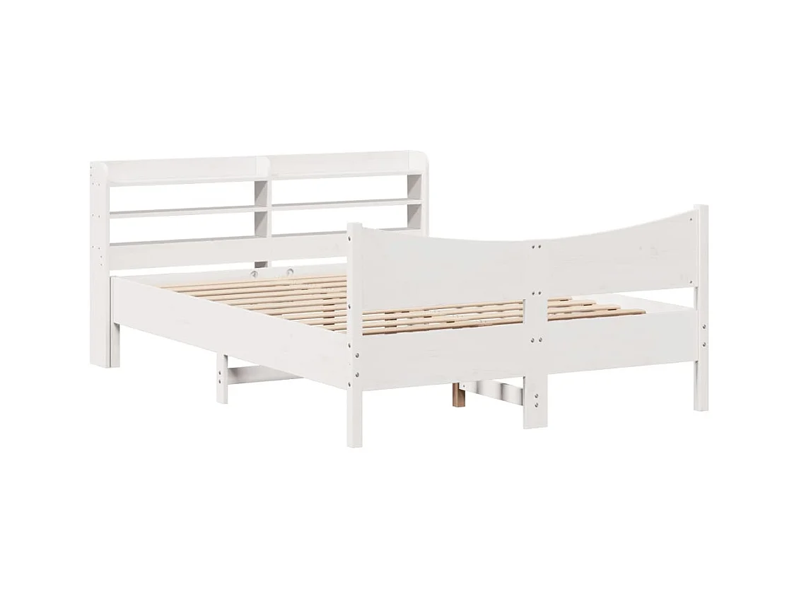 Lit double | Lit adulte | Cadre de lit avec tête de lit blanc 160x200 cm bois pin massif
