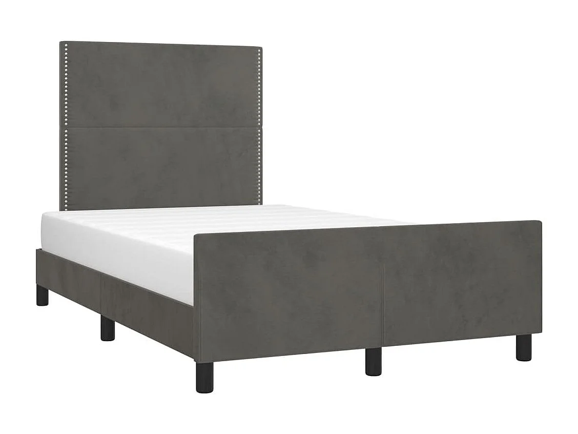 Lit simple | Lit adulte, enfant | Cadre de lit gris foncé 120x200 cm velours