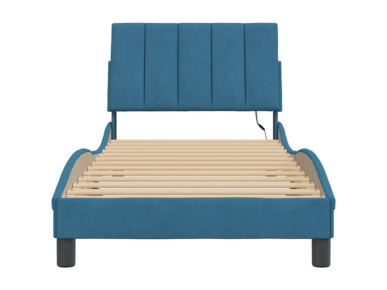 Lit simple | Lit adulte, enfant | Cadre de lit avec LED bleu 90x190 cm velours