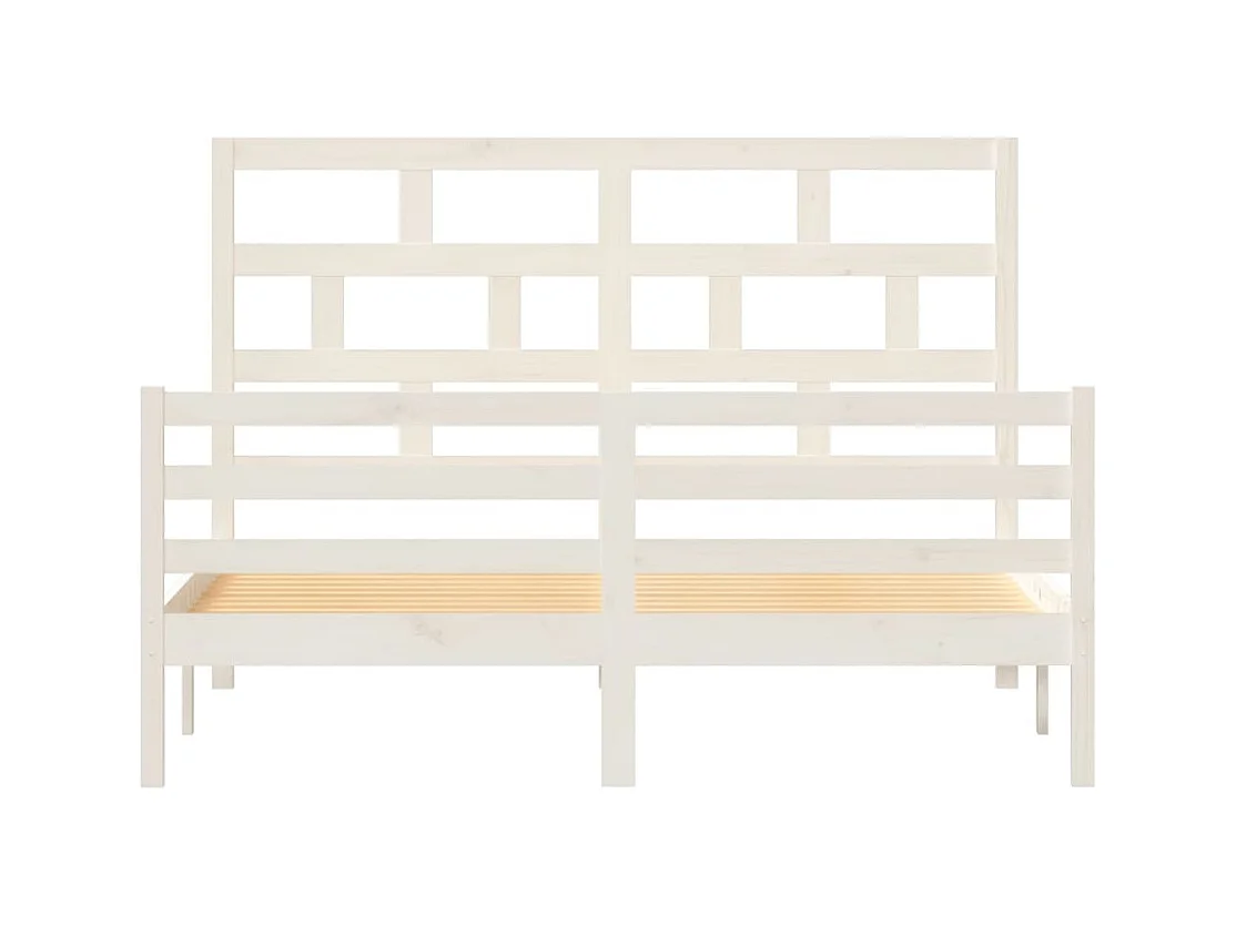 Lit double | Lit adulte | Cadre de lit blanc bois massif 160x200 cm