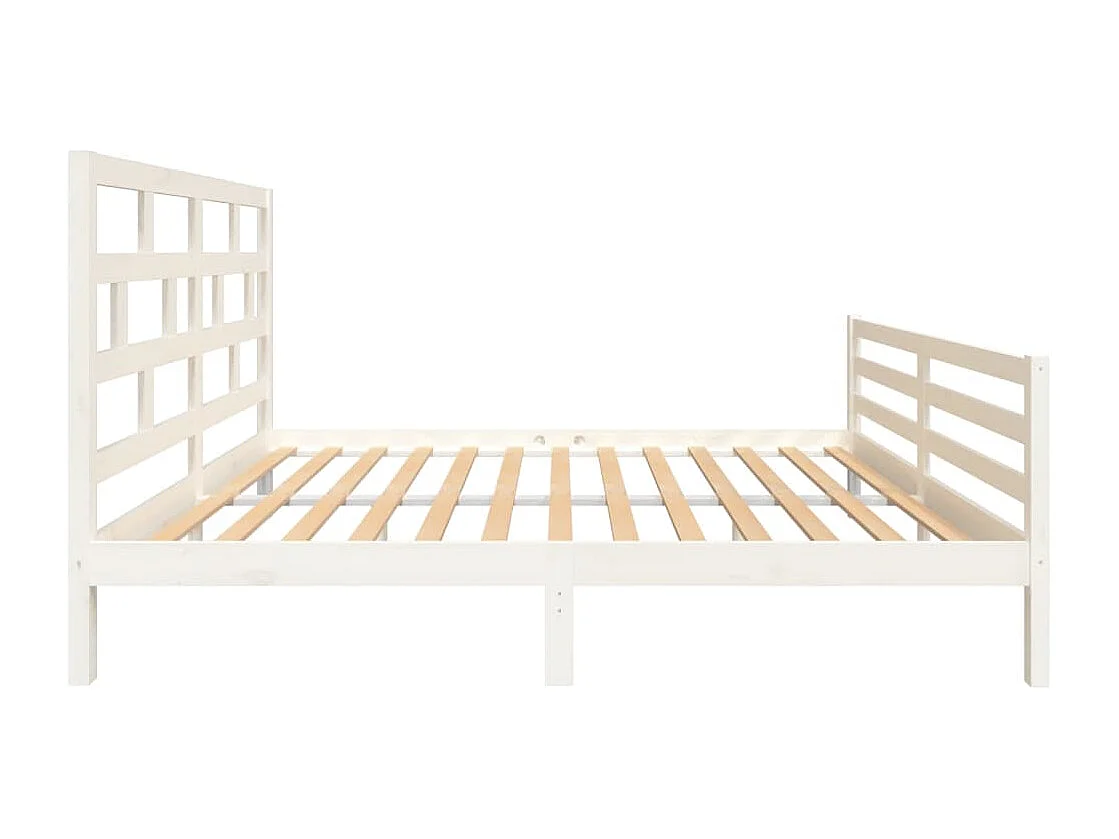 Lit double | Lit adulte | Cadre de lit blanc bois massif 160x200 cm
