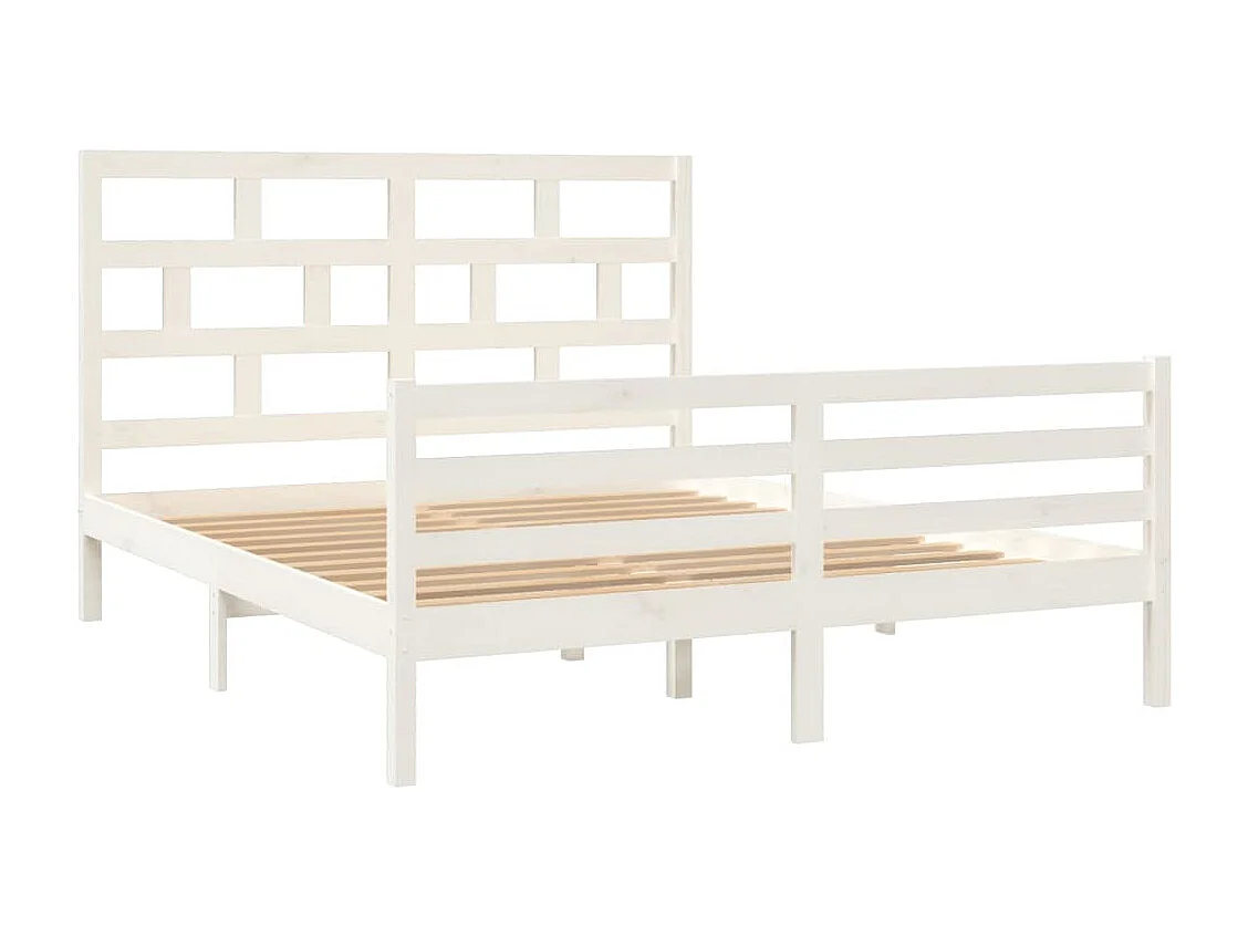 Lit double | Lit adulte | Cadre de lit blanc bois massif 160x200 cm