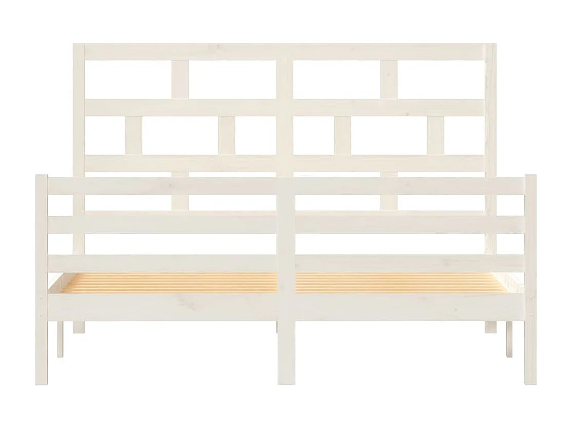 Lit double | Lit adulte | Cadre de lit blanc bois massif 160x200 cm