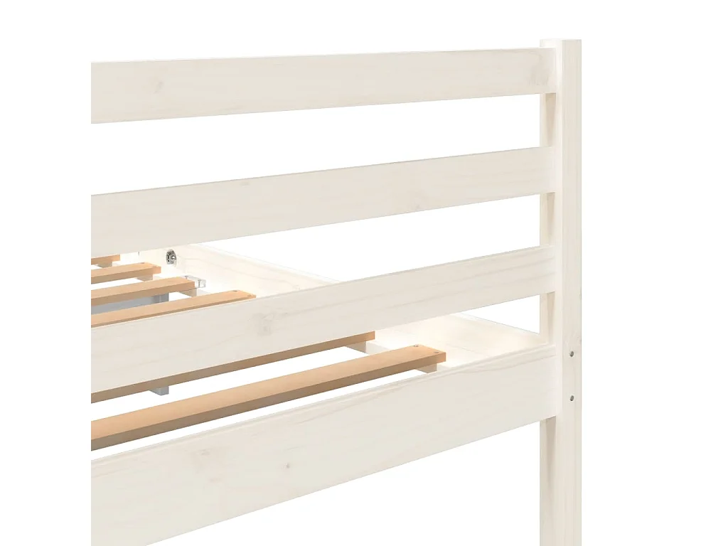 Lit double | Lit adulte | Cadre de lit blanc bois massif 160x200 cm