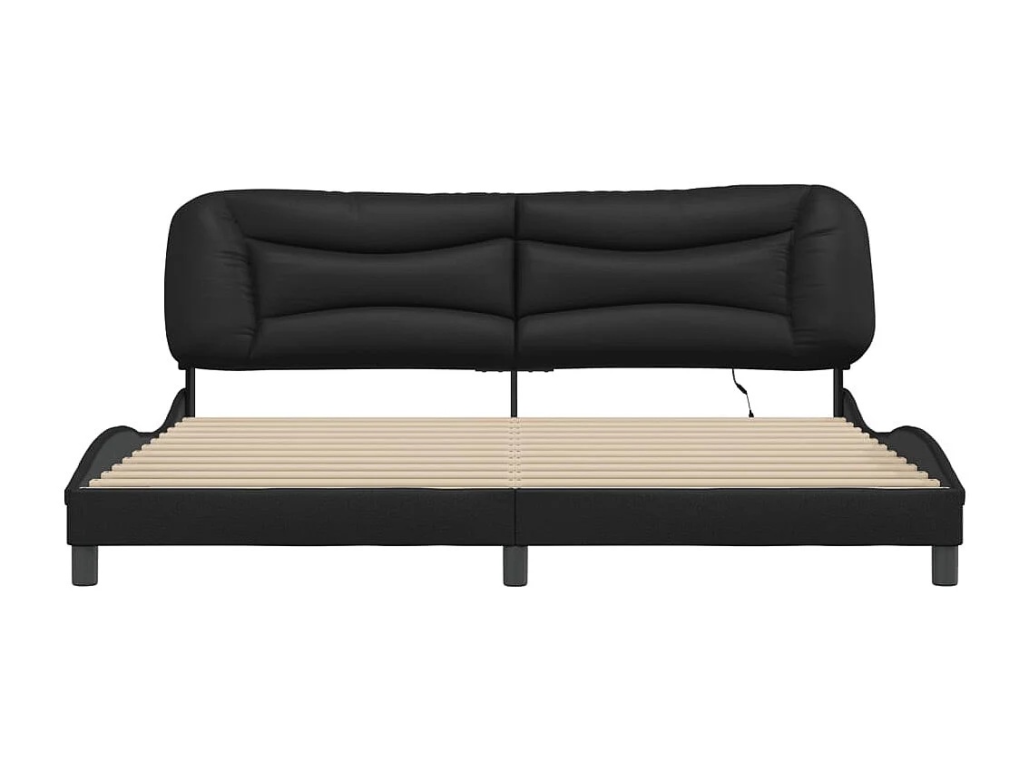 Lit double | Lit adulte | Cadre de lit avec LED noir 200x200 cm