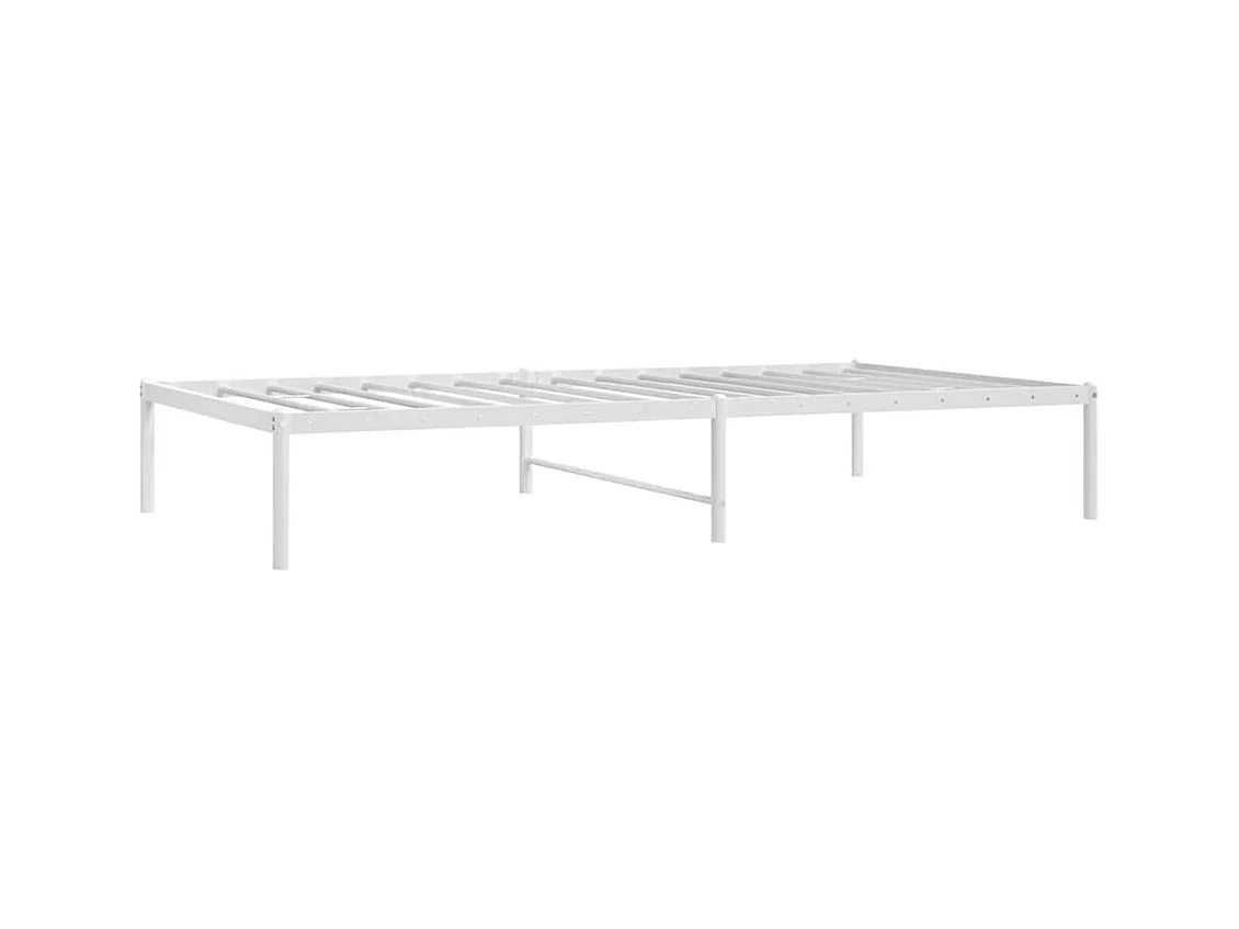 Lit simple | Lit adulte, enfant | Cadre de lit métal blanc 100x190 cm