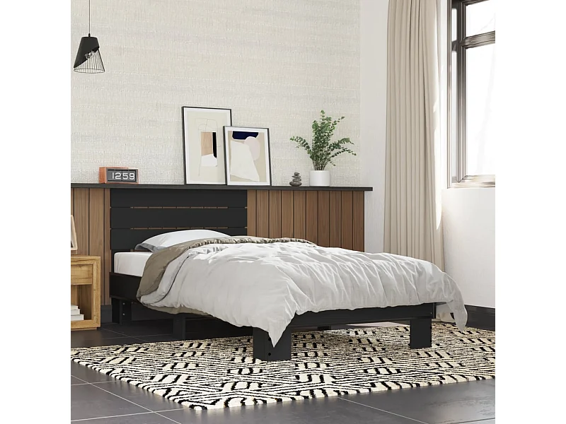 Lit simple | Lit adulte, enfant | Cadre de lit noir 75x190 cm