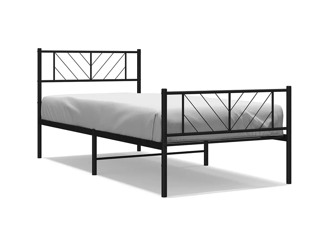 Lit simple | Lit adulte, enfant | Cadre de lit métal et pied de lit noir 100x200 cm