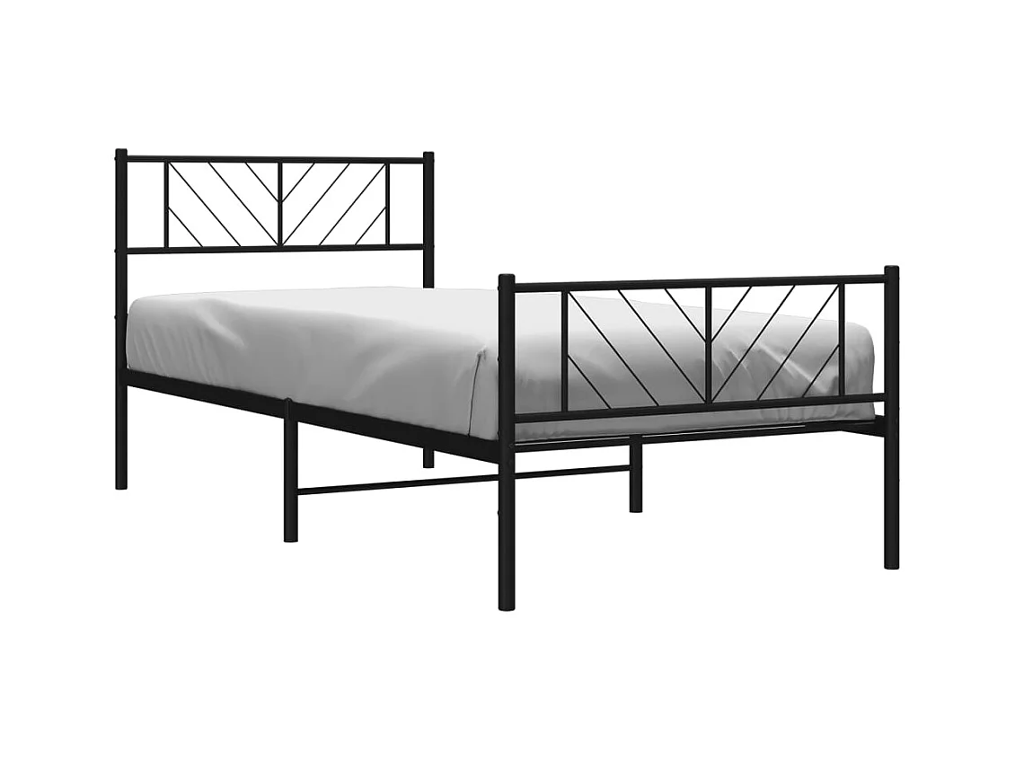 Lit simple | Lit adulte, enfant | Cadre de lit métal et pied de lit noir 100x200 cm