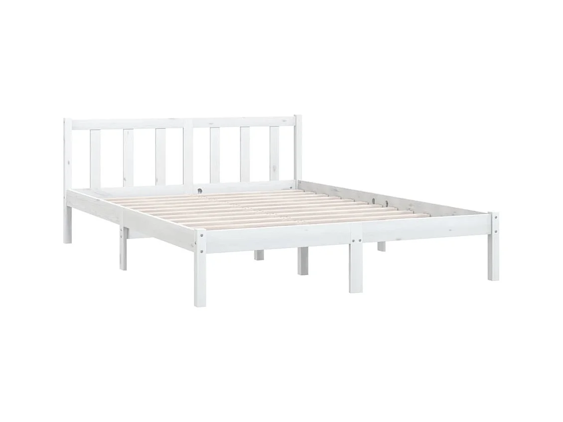 Lit double | Lit adulte | Cadre de lit blanc bois massif 140x200 cm