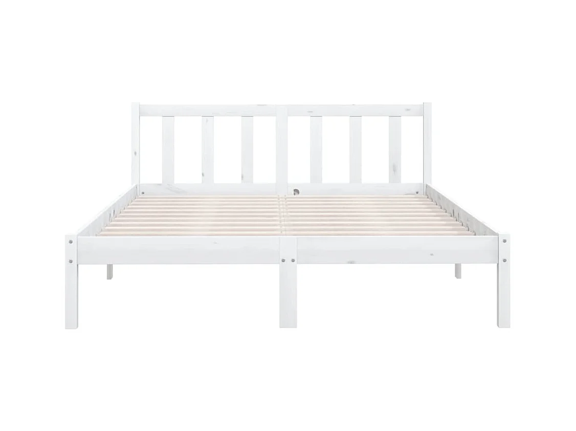 Lit double | Lit adulte | Cadre de lit blanc bois massif 140x200 cm