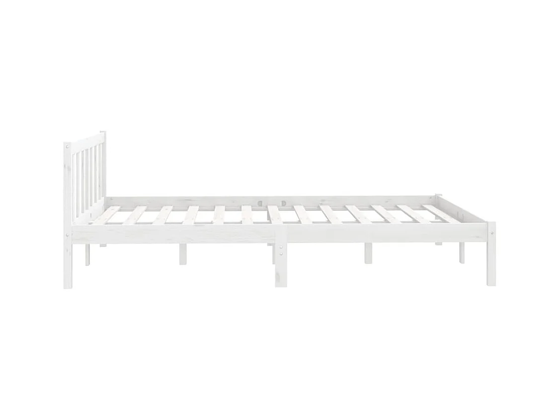 Lit double | Lit adulte | Cadre de lit blanc bois massif 140x200 cm