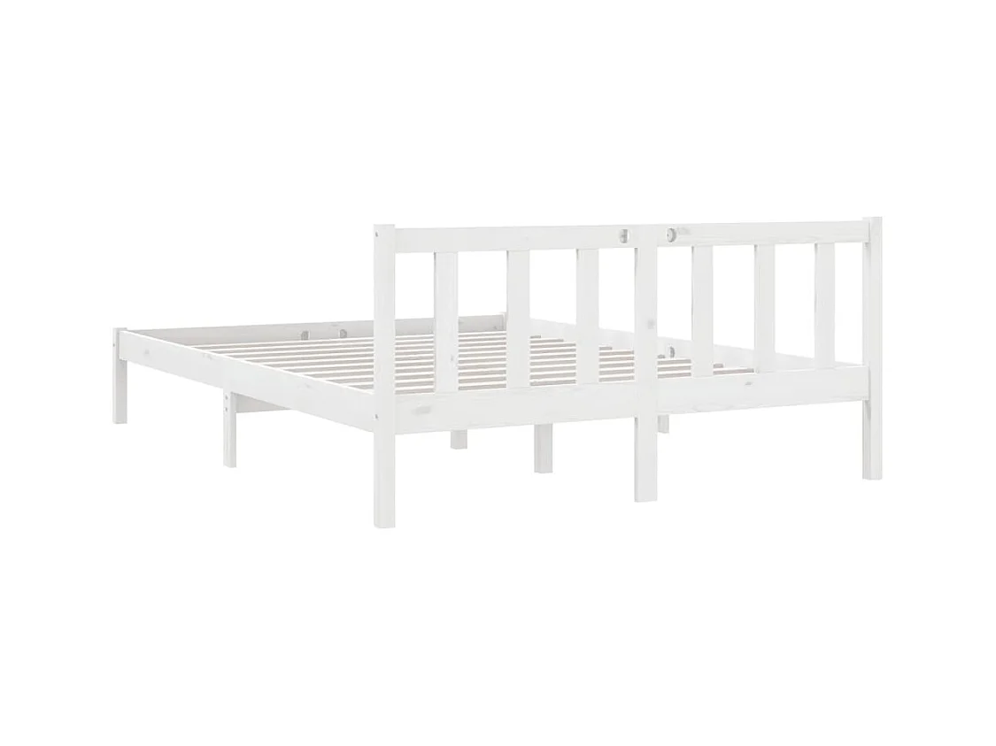Lit double | Lit adulte | Cadre de lit blanc bois massif 140x200 cm