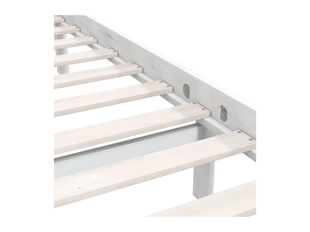 Lit double | Lit adulte | Cadre de lit blanc bois massif 140x200 cm