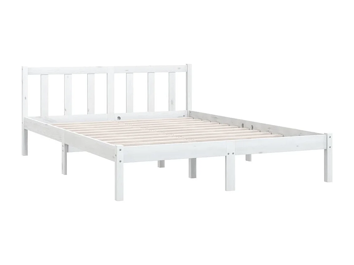 Lit double | Lit adulte | Cadre de lit blanc bois massif 140x200 cm