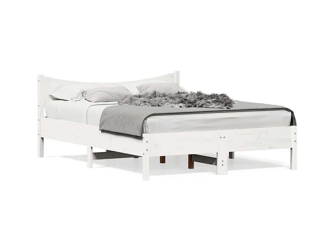 Lit double | Lit adulte | Cadre de lit blanc 135x190 cm bois de pin massif