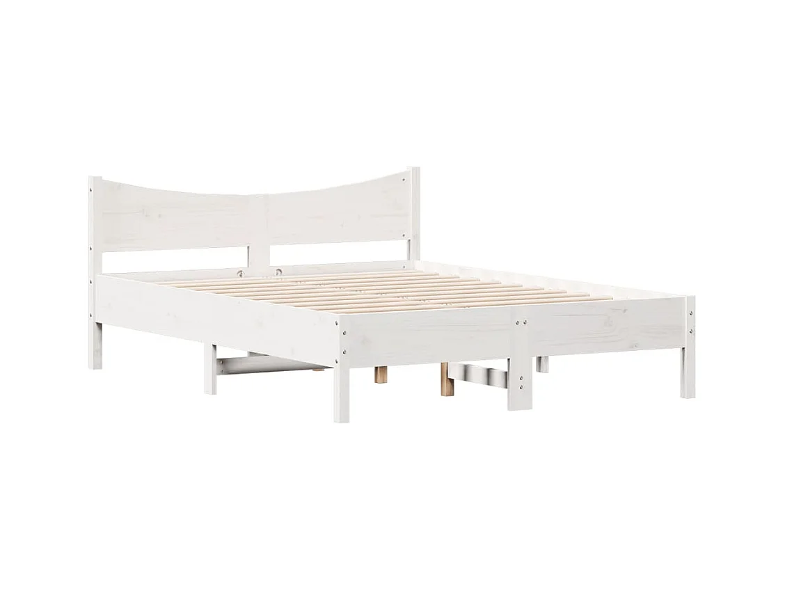 Lit double | Lit adulte | Cadre de lit blanc 135x190 cm bois de pin massif