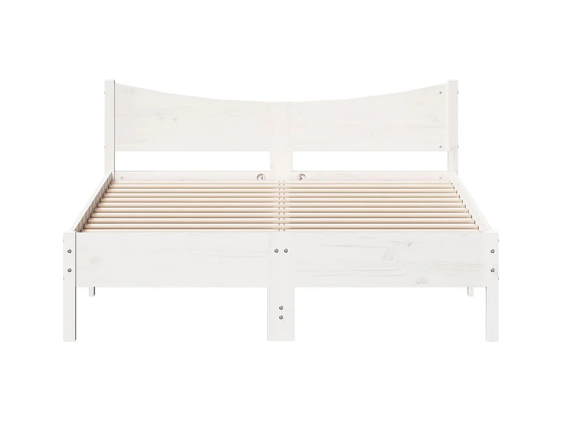 Lit double | Lit adulte | Cadre de lit blanc 135x190 cm bois de pin massif
