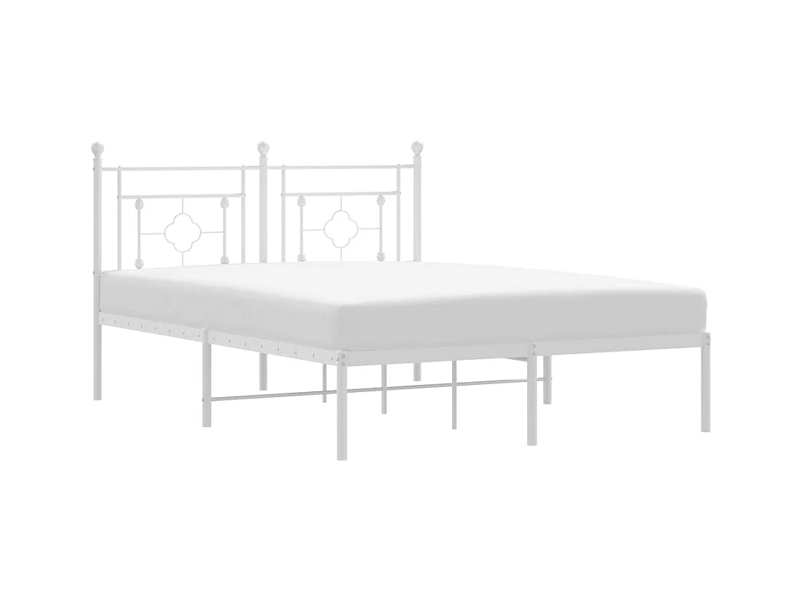 Lit double | Lit adulte | Cadre de lit métal et tête de lit blanc 140x190 cm