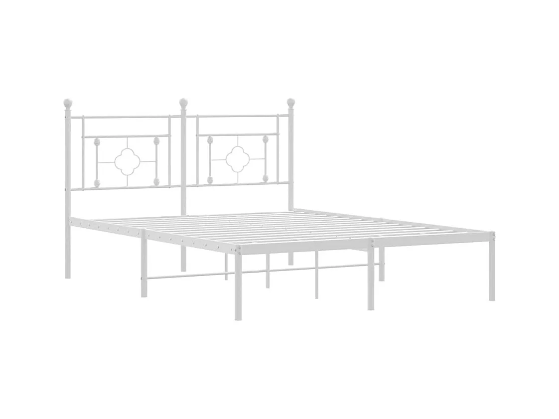 Lit double | Lit adulte | Cadre de lit métal et tête de lit blanc 140x190 cm