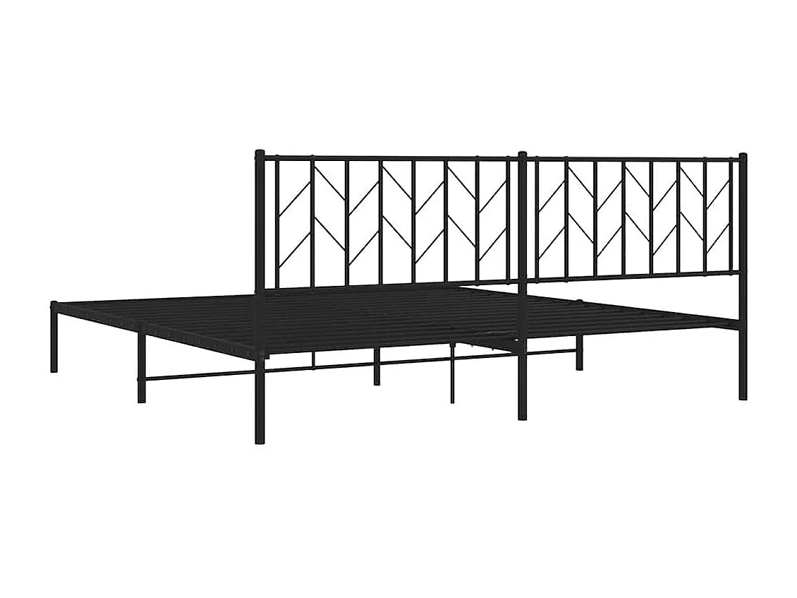 Lit double | Lit adulte | Cadre de lit métal avec tête de lit noir 193x203cm