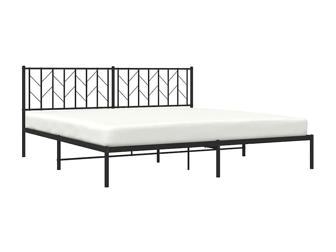 Lit double | Lit adulte | Cadre de lit métal avec tête de lit noir 193x203cm