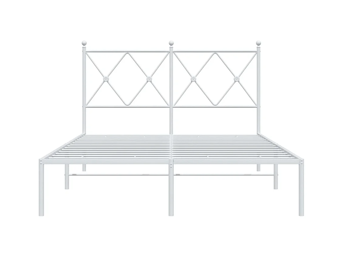 Lit simple | Lit adulte, enfant | Cadre de lit métal et tête de lit blanc 120x200 cm