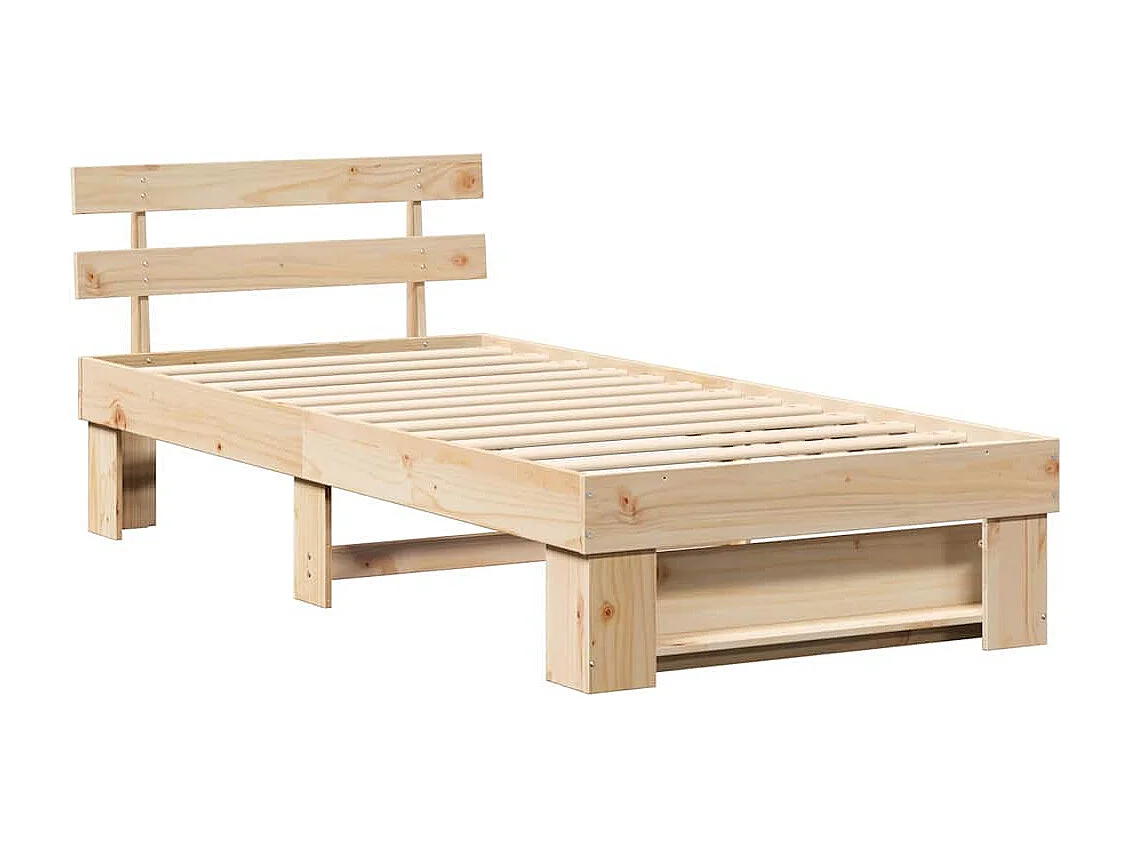 Lit simple | Lit adulte, enfant | Cadre de lit Marron 90x200 cm Bois massif en pin