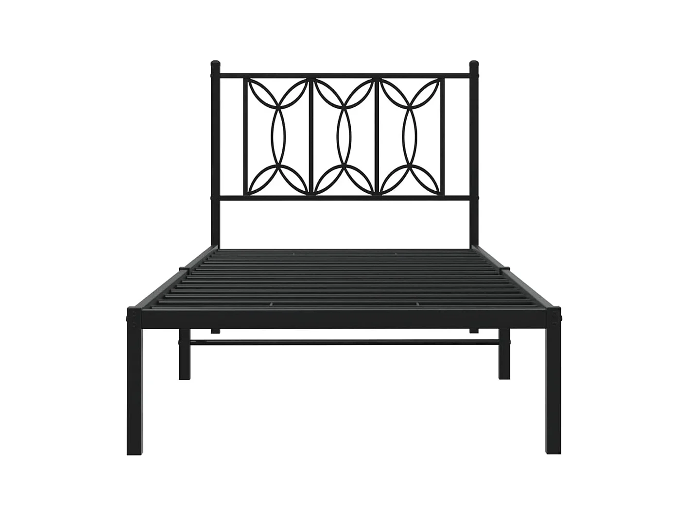 Lit simple | Lit adulte, enfant | Cadre de lit métal avec tête de lit noir 90x200 cm